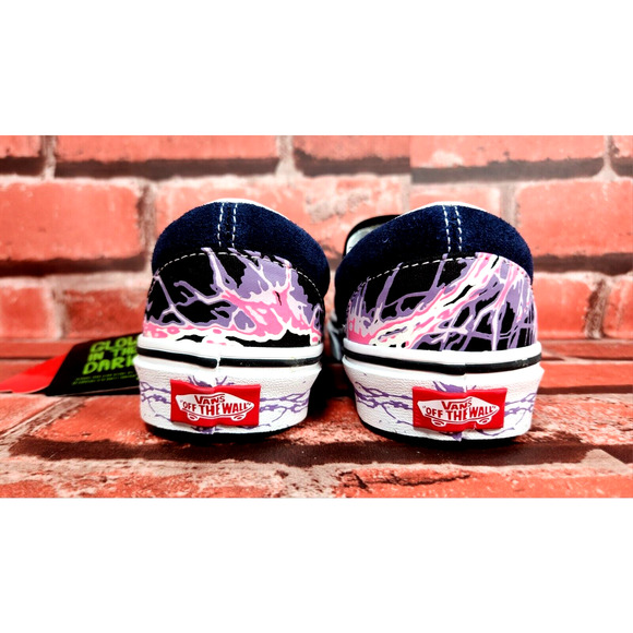 VANS Classic Slip On Zap Black Canvas Men Sneakers Skate Glow In Dark NWOB SZ 6 - Picture 4 of 7